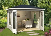 Alpholz Gartenhaus Summertime-40 aus Massiv-Holz, Gerätehaus mit 40 mm Wandstärke, Garten Holzhaus inklusive Montagematerial, Geräteschuppen Größe: 322 x 262 cm, Spitzdach
