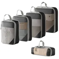 5-teilig Koffer Organizer set, Compression Packing Cubes Reise Organizer set, Platzsparendes Packtaschen (Schwarz)