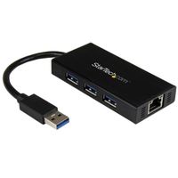 StarTech.com 3 Port USB 3.0 Hub mit Gigabit Ethernet Adapter aus Aluminum - Verkabelt - USB - Ethern StarTech.com