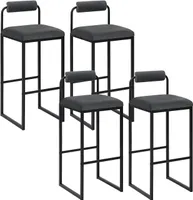 WOLTU Barhocker 4er Set mit Fußstütze, Hochstuhl, Samthocker, aus Metall, Dunkelgrau