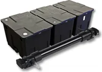 SunSun kompletná súprava: CBF-350C rybníkový filter do 90000 l ako prietokový filter, CUV-672 rybníkový odlučovač UVC s výkonom 72 W UV-C