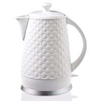 KVOTA Elektrischer Keramik Wasserkocher, Teekessel 1,8 L, 1500W, Gesteppt-Design