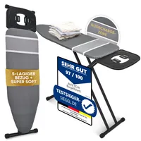 Avieto XXL Bügelbrett 124x47 für Dampfbügeleisen & normale Bügeleisen | 5-lagig, dampfdurchlässig, hitzereflectierend | GlideCharge Zone | Kordelzug