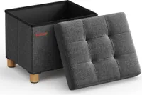 SONGMICS Sitzhocker, 29L, klappbare Sitztruhe, Aufbewahrungsbox, Dunkelgrau