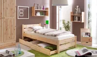 TiCAA Massivholz Einzelbett "Bora" Kiefer Natur