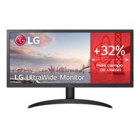 LG 26WQ500-B - UltraWide Ultra Wide 26 Zoll Monitor, 21:9, IPS-Panel: 2560x1080, 1ms MBR, 300cd/m², 1000:1, sRGB >98%, Super Auflösung+, HDR10, HDMIx2, verstellbare Neigung, Schwarz