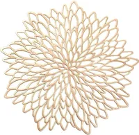 6er Set Rund PVC Platzset Abwaschbar Platzsets Tischsets Rund, Hitzebeständige 38cm Platzdeckchen Abwaschbar rutschfest Platzteller Gold Rund Ideal für Weihnachten Hochzeit Küche Party, Gold