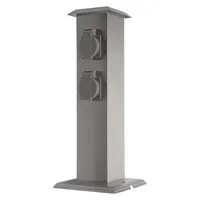 Grafner Edelstahl Gartensteckdose mit 4 Steckdosen, IP54, eckig, Klarlack-Beschichtung, Energiesäule Mehrfachsteckdose Outdoor Metall Außensteckdose 4-fach