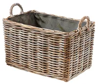 Kôš na drevo Kobolo 69x43x40 cm obdĺžnikový Kubu sivý - ratan - tmavá látka - na palivové drevo Krbový kôš Úložný kôš Organizačný box Obývacia izba na palivové drevo