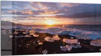 DEQORI Küchenrückwand Glas 100x50 cm 'Diamantstrand' Spritzschutz Bad Rückwand Küche
