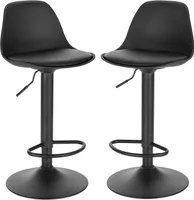 EUGAD Barhocker 2er Set Gepolsterter Drehhocker, Höhenverstellbar, Schwarz