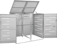 vidaXL Box na 2 koše 138x77,5x115,5 cm nerezová ocel