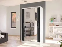Úzká šatní skříň 100 cm se zrcadlem ARAPO 4 - bílá / černá
