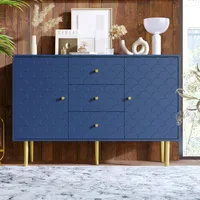 okwish komoda se 2 dvířky a 3 zásuvkami, komoda s nastavitelnou policí, do obývacího pokoje, ložnice, tmavě modrá, V82/Š120/H40 cm