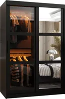 MEBLE KRYSPOL DOME 2 Zweitüriger Schrank Spiegel, 200x120x62cm - Schwarz, Schwarz, Schwarz