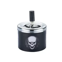 Drehaschenbecher in schwarz mit Totenkopf Design