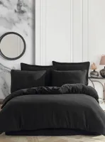 Musselin Bettwäsche in Pure Black mit Reißverschluss in 155x220cm