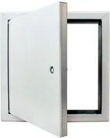 Revisionstür Softline ISO Stahlblech verzinkt weiß RAL 9016 mit Vierkantverschluß & Dämmstoffeinlage 200 mm x 200 mm