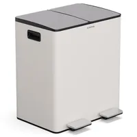 Klarstein EcoVista Mülleimer - 40L Abfalleimer mit 2 Fächern & 3L Komposteimer, Soft-Close, Edelstahl, Küchen-Abfalleimer, Mülltrennsystem