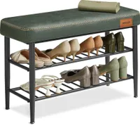 VASAGLE EKHO Kollektion - Schuhbank, Kunstleder, 30 x 80 x 50 cm, grün