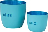 2er Set Teelichthalter Ahoi Blau Metall Windlicht Tischdeko Kerzenhalter Deko