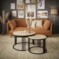Runder Couchtisch 2in1 LORI LOFT, Schwarz / Artisan Eiche
