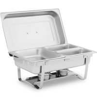 Royal Catering Chafing Dish - GN 1/2 - 2 x GN 1/4 - 9 litrů - 2 nádoby na palivo - 295 x 235 x 60 / 240 x 135 x 65 mm -