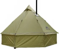 Campingzelt, Tipi-Thermozelt mit Herdanschlüssen, Pyramidenzelt für 2–4 Personen, Camping-Rucksackreisen, Armeegrün