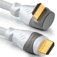 deleyCON 10m HDMI 90° Grad Winkel Kabel - Kompatibel zu HDMI 2.0/1.4 - UHD 4K 3D 1080p 2160p ARC - Weiß