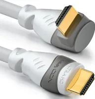 deleyCON 3m HDMI 90° Grad Winkel Kabel - Kompatibel zu HDMI 2.0/1.4 - UHD 4K HDR 3D 1080p 2160p ARC - Weiß