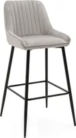 NEW HOME Barhocker PASSO gepolsterter für Wohnzimmer Esszimmer Glamour - hellgrau - moderne Samt Velours Möbel