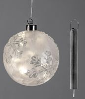 LED Deko Kugel zum hängen EISKRISTALL D. 12cm mit Timer Glas Formano W22