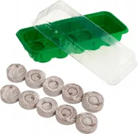 MIKONI Mini Gewächshaus + 10 Kokos Quelltabletten Zimmer Anzuchtplatte Pflanztöpfe Saattopf Quelltabs Aufzucht Zimmergewächshaus Treibhaus Anzuchtset