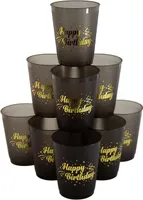 Oblique Unique Happy Birthday Becher Set Trinkbecher Partybecher Geburtstag Kindergeburtstag Party schwarz gold