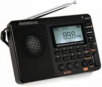 Retekess V115 World Receiver Vreckové rádio na batérie s batériou FM AM SW tranzistorový rekordér s MP3 kuchynským darčekom pre seniorov (čierne)