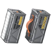 Powerbank 50000mAh 100W mit LED-Anzeige – Tragbares Outdoor Ladegerät mit 4 Anschlüssen, geeignet für Camping, Wandern & Notfälle，Grau