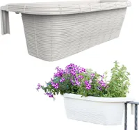 Balkonkasten Rattan Optik für Geländer weiß