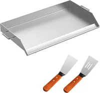VEVOR 56 x 91cm Edelstahl Grillplatte Plancha mit 2 Griffen BBQ-Platte für Holzkohle und Gasgrill