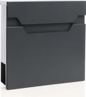 XPOtool Briefkasten V61 Anthrazit 370 x 105 x 370 mm, Wandbriefkasten mit Schloss, Soft Close Klappe und Zeitungsfach, Postkasten aus Stahl pulverbeschichtet