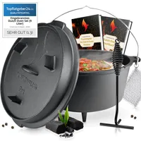 BBQ-Toro 10-teiliges Dutch Oven Set in Holzkiste mit Waffeleisen,  Stieltopf, Grillpfanne und mehr