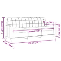 vidaXL 3-Sitzer-Sofa Dunkelgrau 180 cm Stoff
