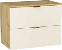 WENA Skříňka pod umyvadlo 80 cm, rovná čela, kovové úchytky ve zlaté barvě (barva: kašmír/dub)