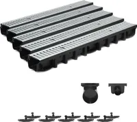 5m Entwässerungsrinne Terrassenrinne Stahlrost verzinkt komplett SET, System A15 98mm