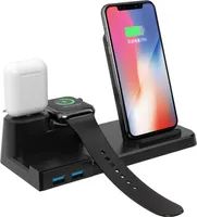 3-IN-1 Qi Wireless Ladegerät Ladestand Dock Handyhalter Stand für iPhone Airpods iWatch - Weiß