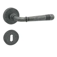 DOMINO Türgriff Drückergarnitur BB-Buntbart| Rund Rosette | Türklinke für Zimmertür, Bürotür, Kellertür & Innentür | Znal | Nickel Antike | LOFT-R M95