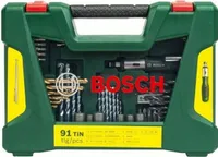 Súprava vrtákov a bitov Bosch V-Line TiN, 91 kusov, skrutkovač s račňou, magnetická tyč