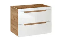 Waschtischunterschrank Panay, Weiß - Goldene Eiche Craft, 60 cm x 59 cm