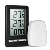 LCD-Digital-Funk-Thermometer Innen- und Aussentemperaturmessung °C/°F Max / Min Wert Anzeige 12H / 24H Uhr