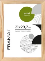 FRAMAI® Bilderrahmen, 21x29,7 cm, Eiche, Natur Holz Rahmen, Rahmen Echtholz Bilderrahmen, Rahmen mit Bruchsicheren Plexiglas, Aufhänger und Aufsteller