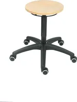 STIER Arbeitshocker mit Doppelrollen, Rollhocker mit höhenverstellbarer Sitzhöhe 430-620 mm, Buche natur belassen, Sicherheitsgasfeder, Drehhocker, Sitzhocker